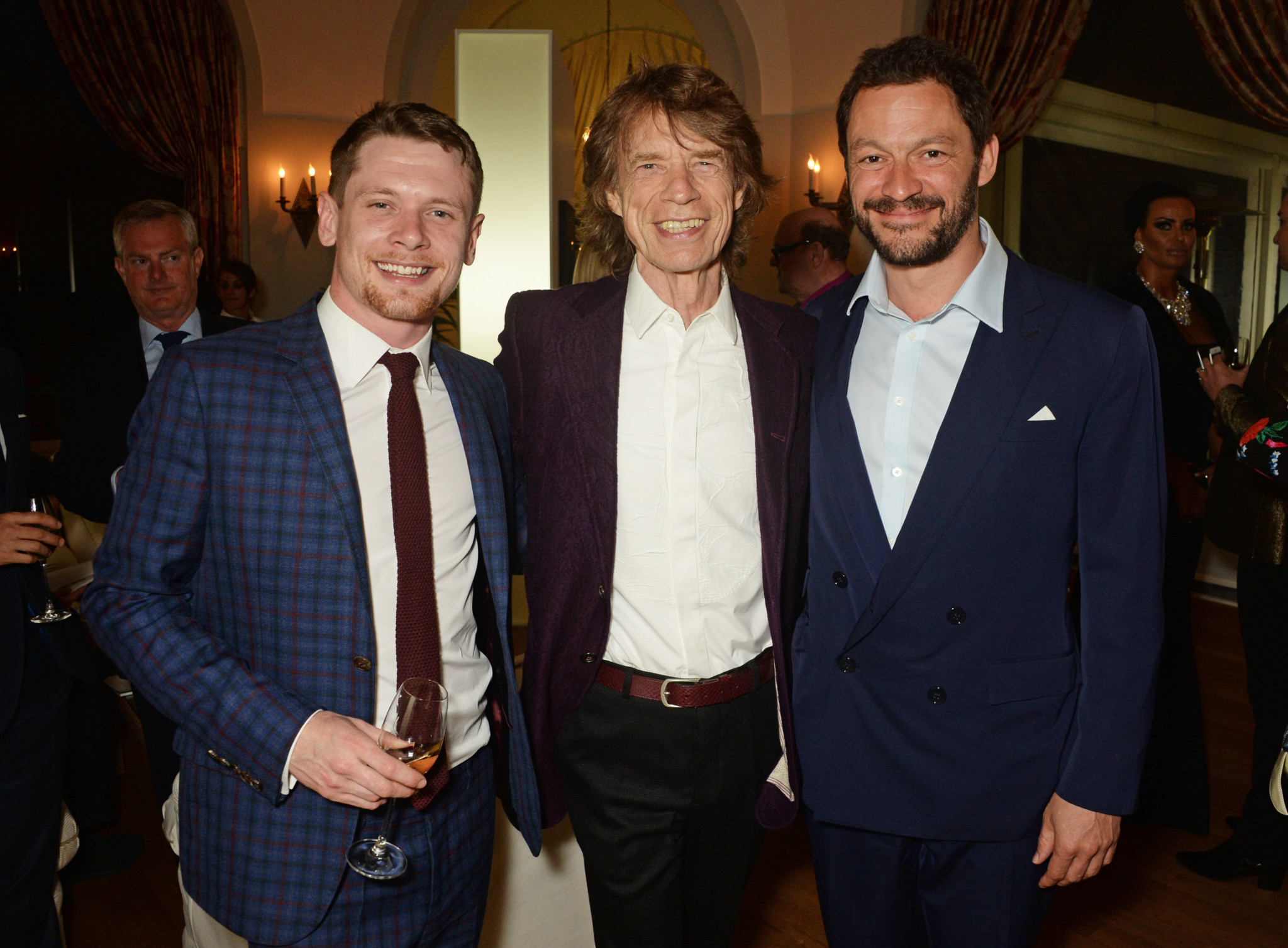Jack o’connell mike jagger and dominic west at charles finch filmmaker dinner with jaeger lecoultre @getty