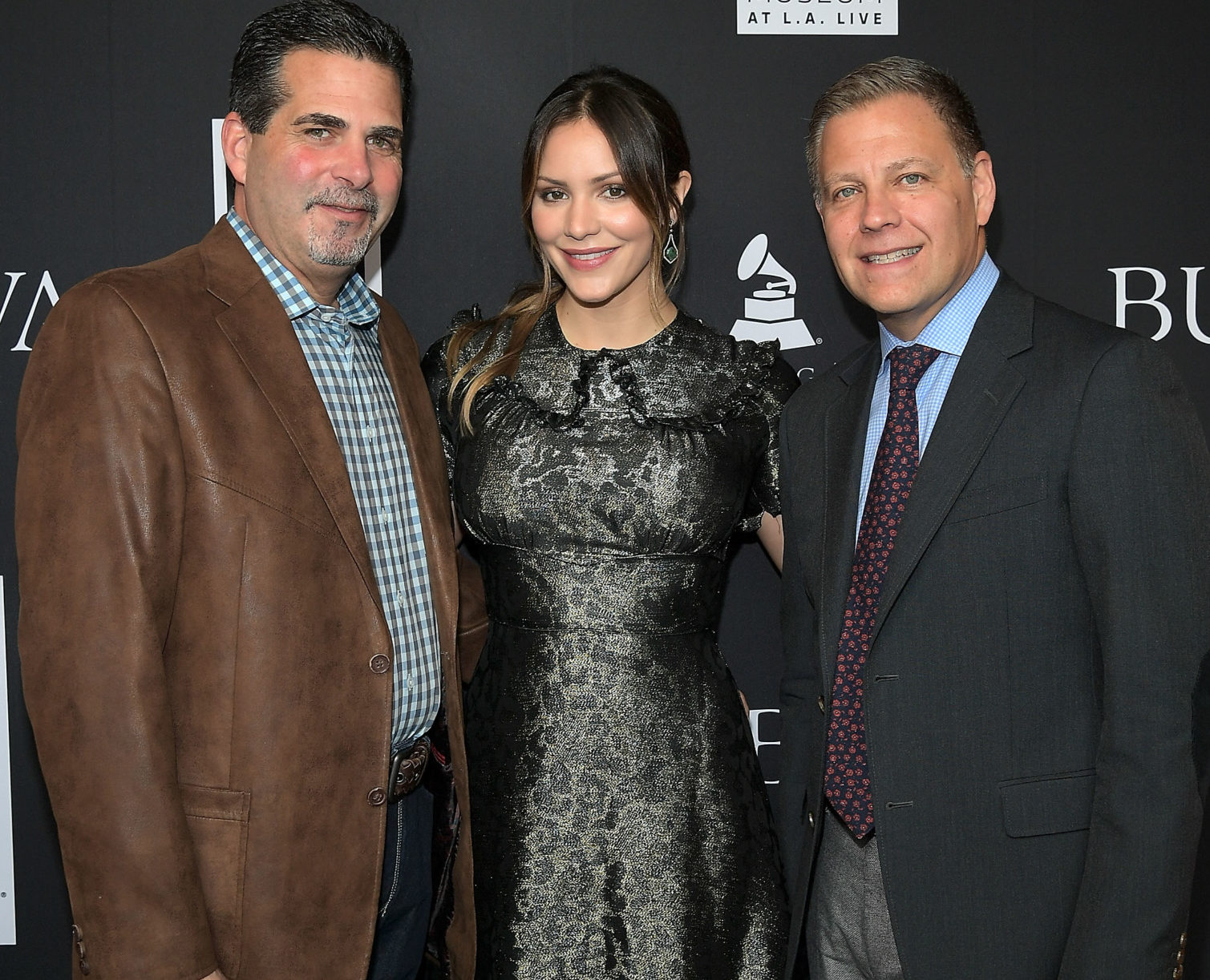 Los angeles, ca - february 11:  (l-r) president of citizen watch america, bulova jeffrey cohen, katharine mcphee and managing director bulova u. S. Michael benavente attend the bulova x grammy brunch in the clive davis theater at the grammy museum on february 11, 2017 in los angeles, california. (photo by charley gallay/wireimage)