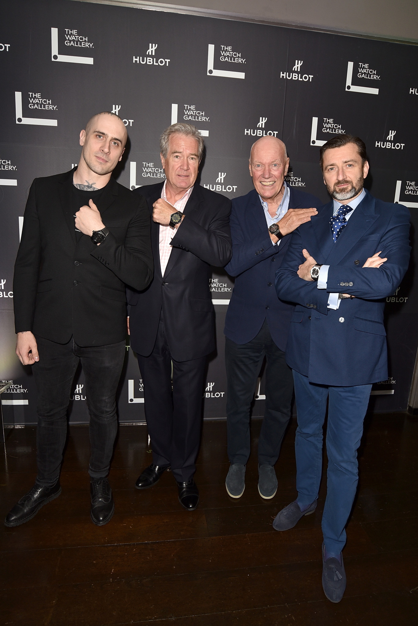 Maxime buchi, david coleridge, jean-claude biver and benoit lecigne attend the watch gallery and hublot launch.