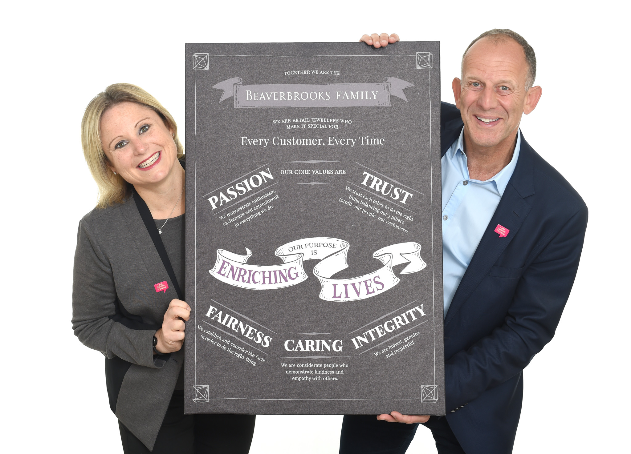 Anna blackburn and mark adlestone stand behind the companys core values of passion, trust, fairness and integrity.