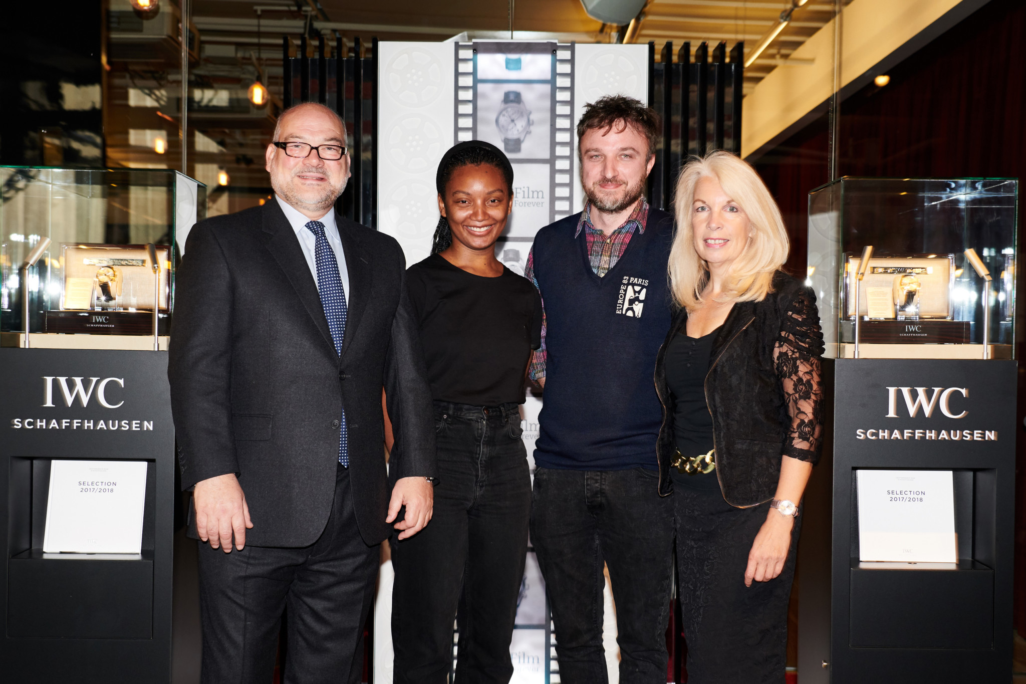 Iwc brand director simon chambers nominee rungano nyoni nominee daniel kokotajlo and bfi ceo amanda nevill