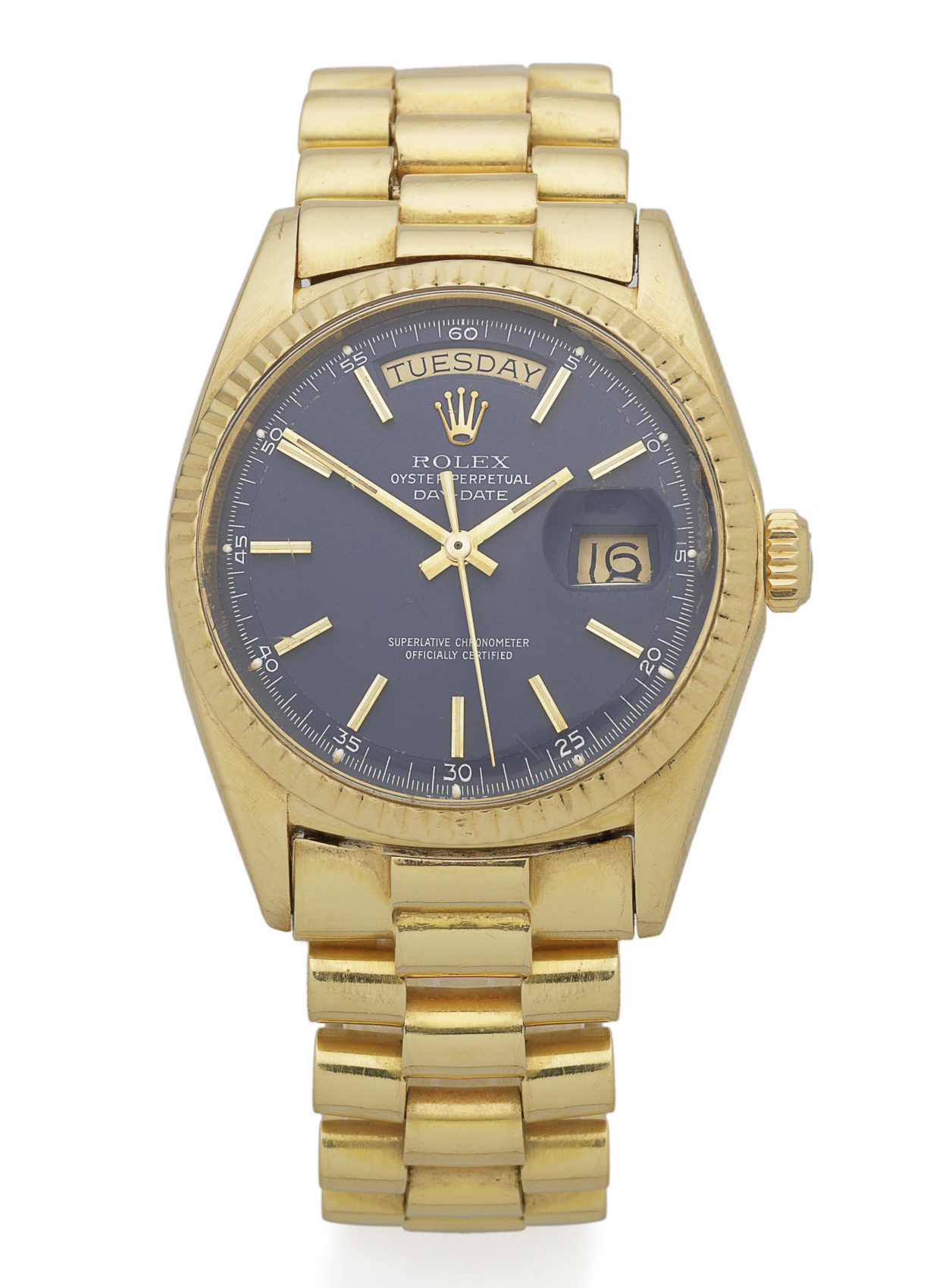 An 18k gold automatic calendar bracelet watch day-date, ref: 1803, circa 1970 £9,375