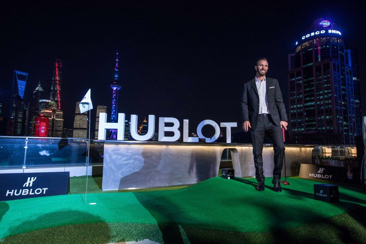 World golf number one dustin johnson at the hublot big bang unico golf launch in singapore.