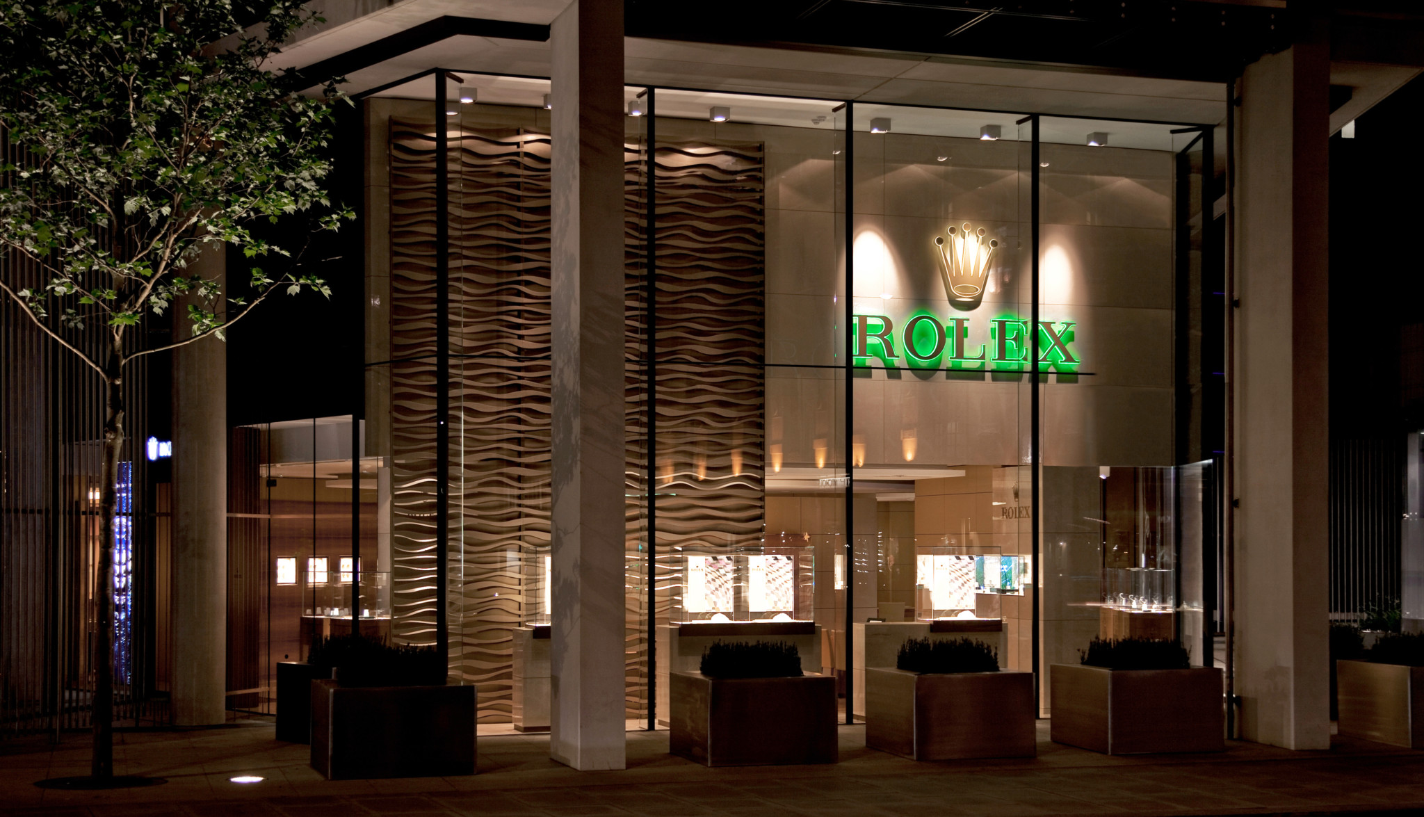 The rolex boutique at one hyde park in london's knightsbridge, is the biggest rolex showroom in the uk.
