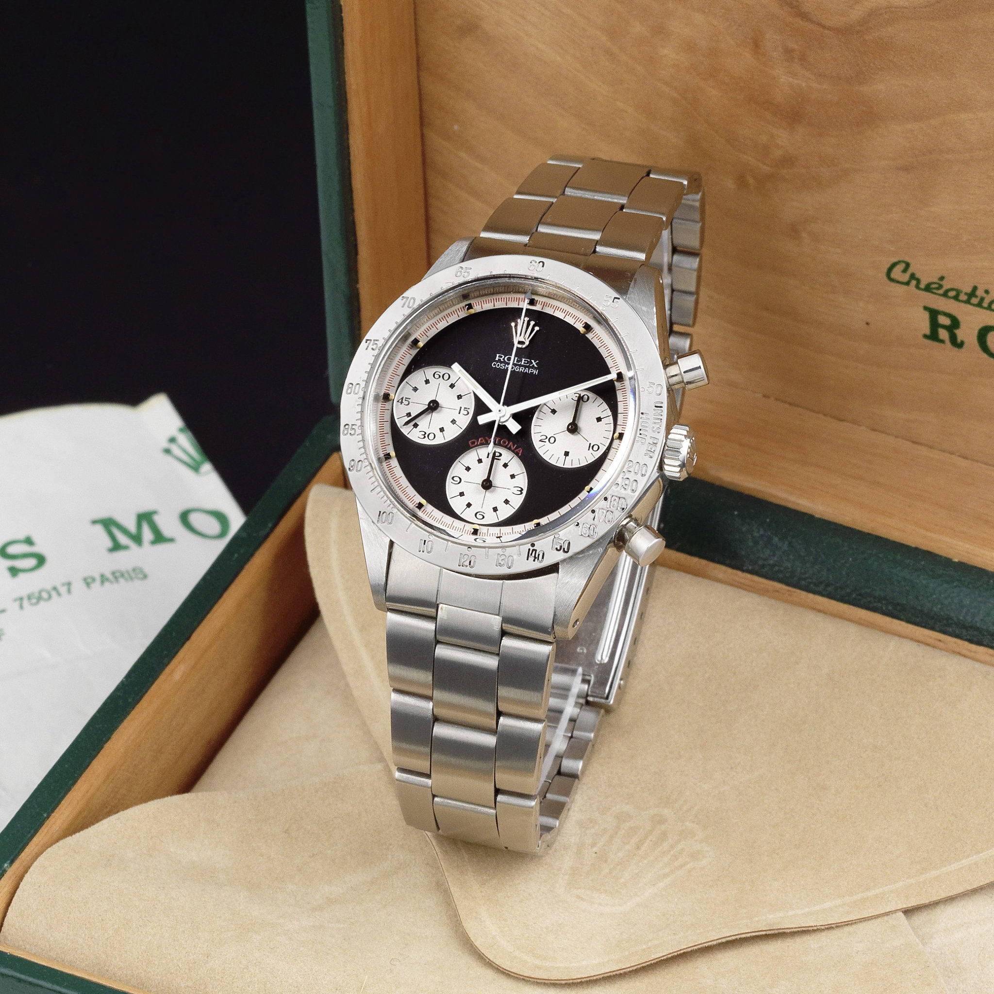 Rolex. An exceptionally rare stainless steel manual wind chronograph bracelet watch with exotic paul newman dial paul newman cosmograph daytona ref 62626239 ci