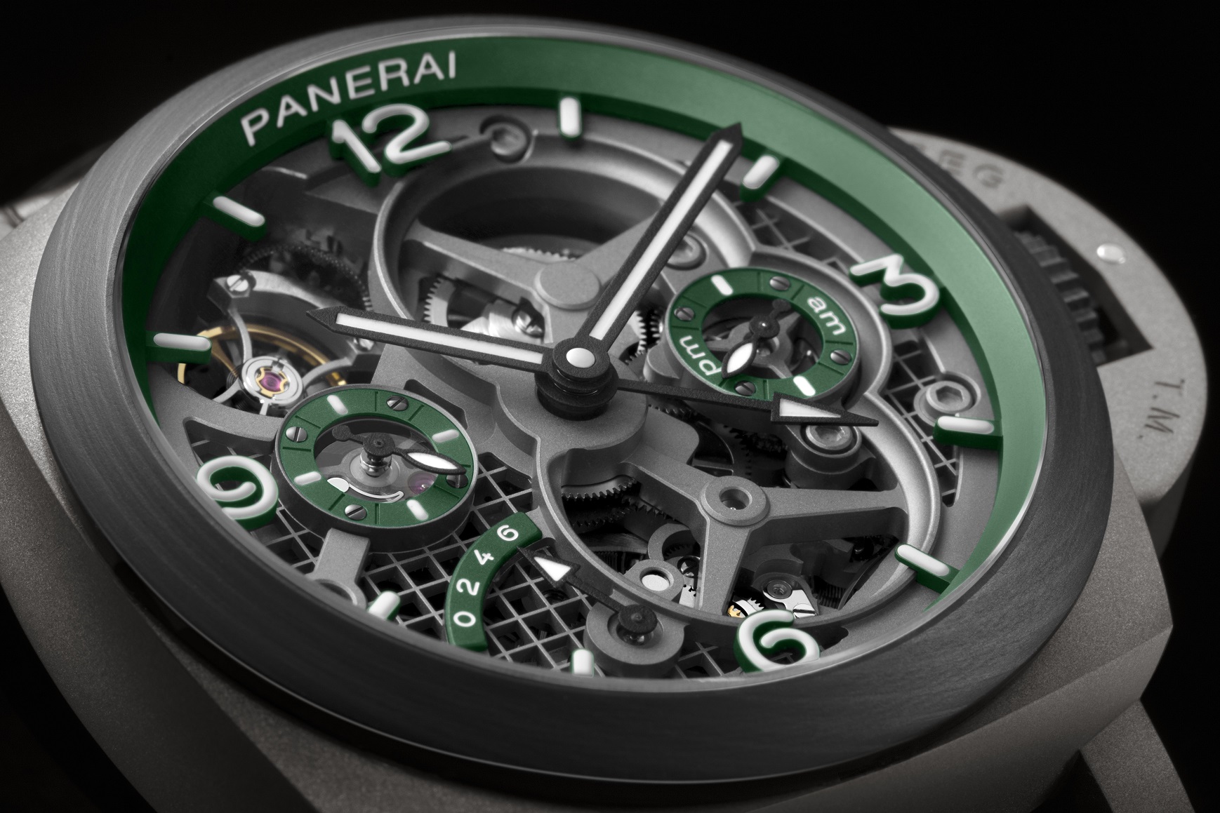 New panerai luminor tourbillon gmt pam768 dial detail