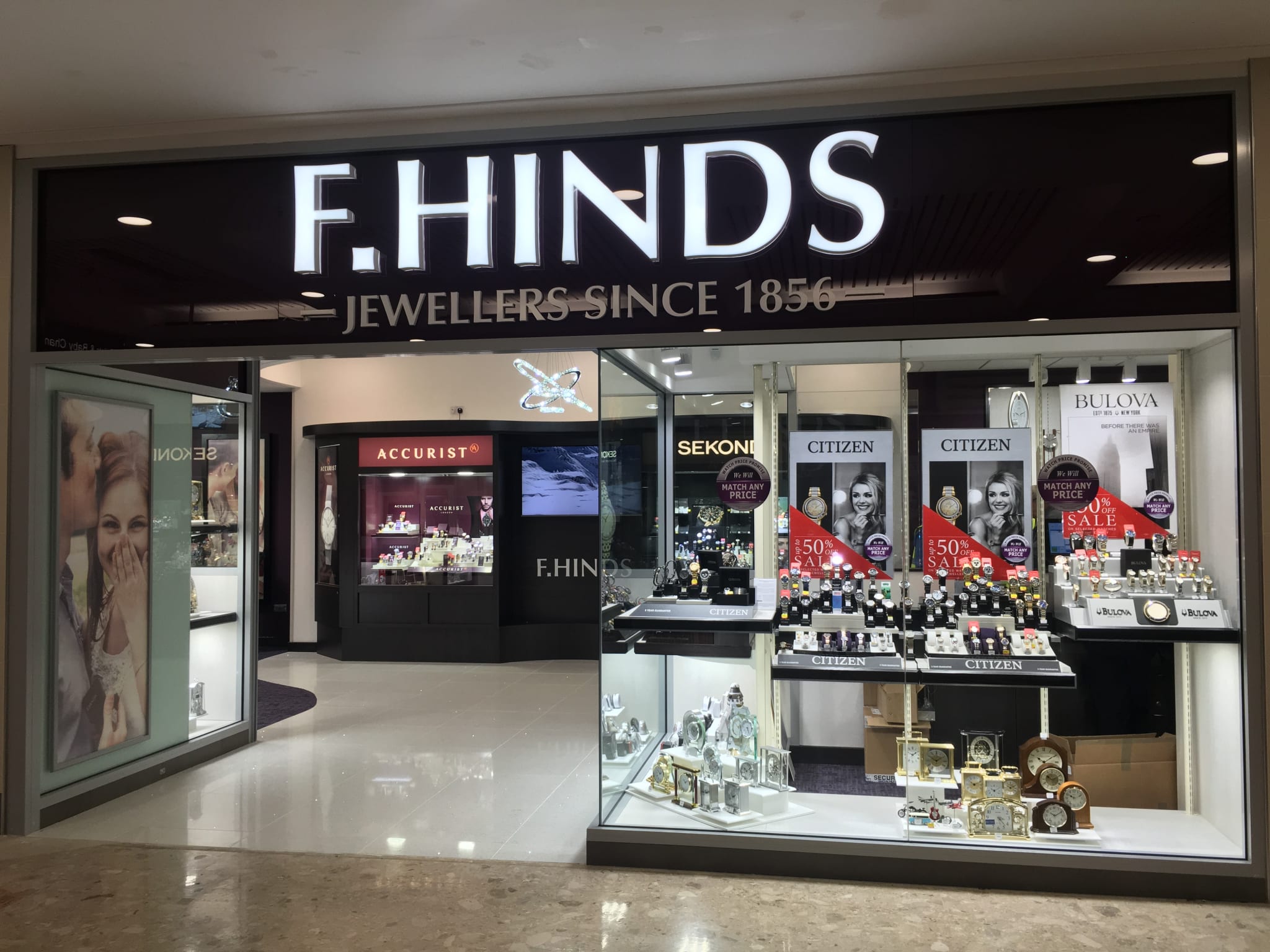 F hinds storefront