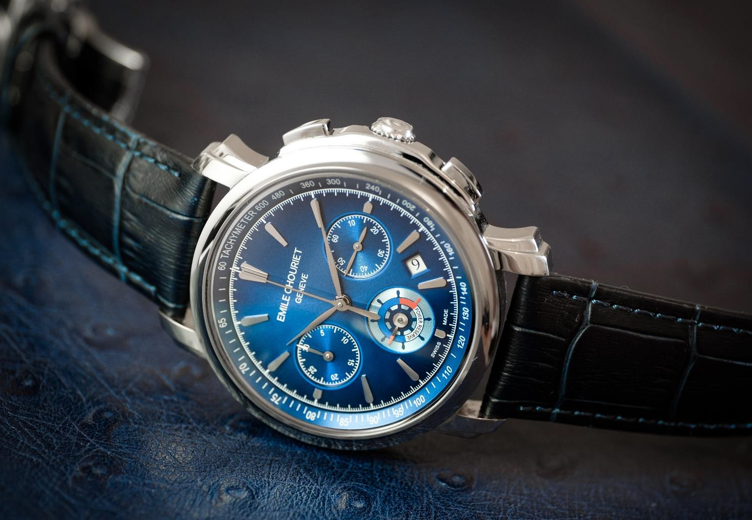 Emile chouriet lac léman chronograph blue