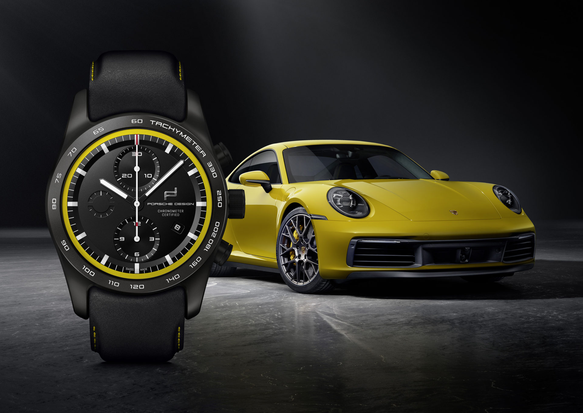 Kv custom built timepiecs 911 carrera 4s racing yellow black