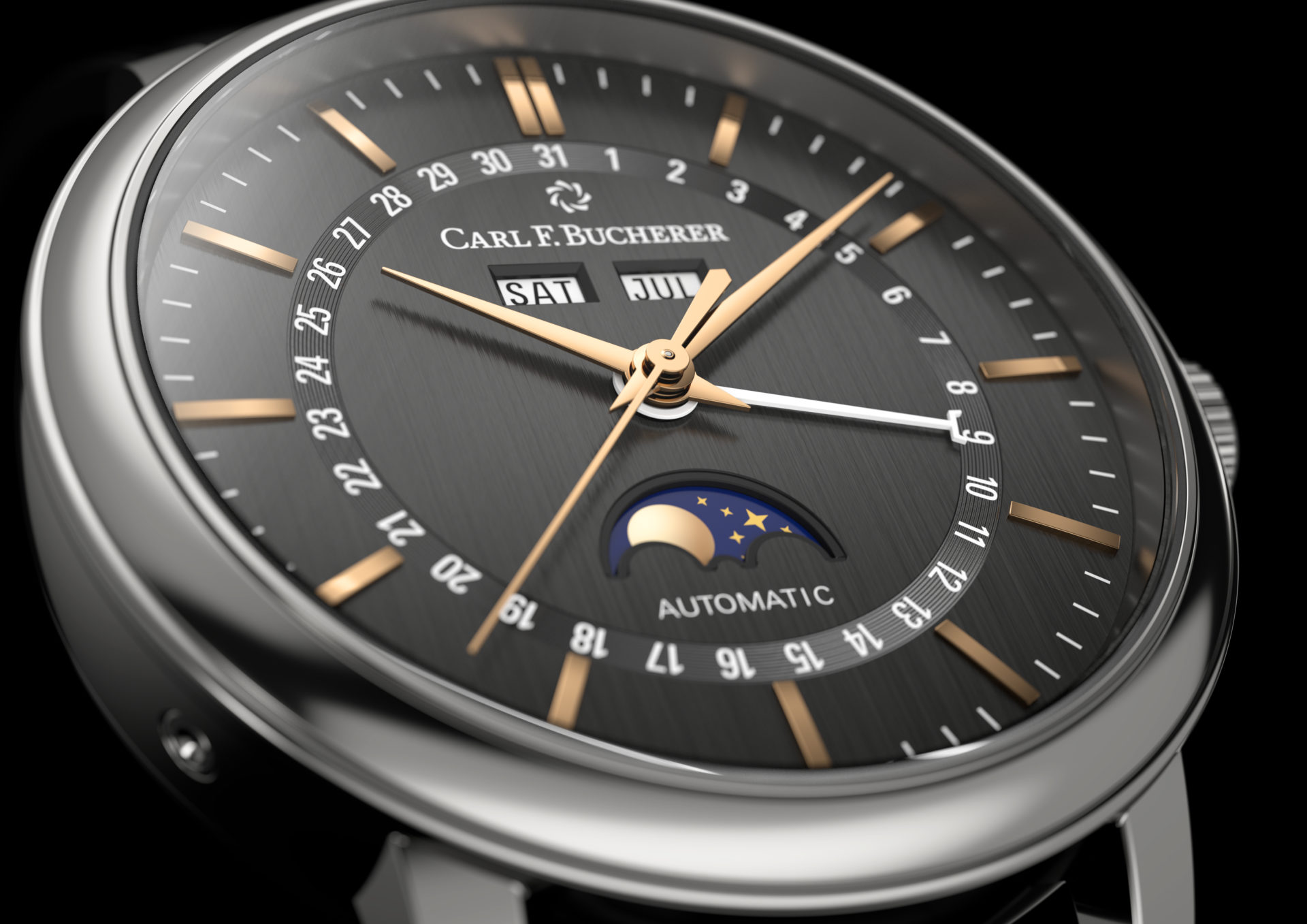 Elegance around the clock the new adamavi fullcalendar with black dial and stainless steel bracelet 2