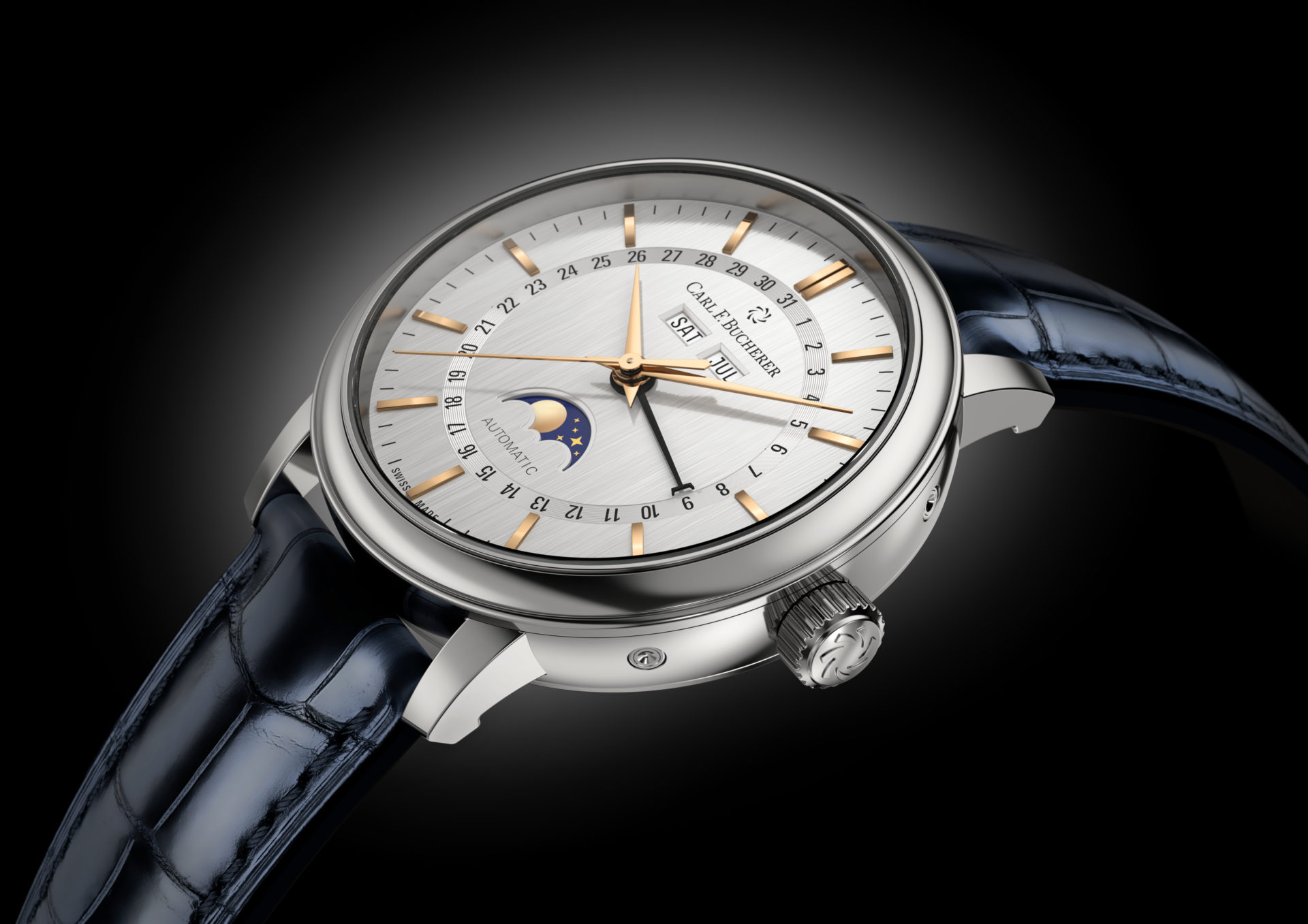 Elegance around the clock the new adamavi fullcalendar with silver dial and leather strap 2
