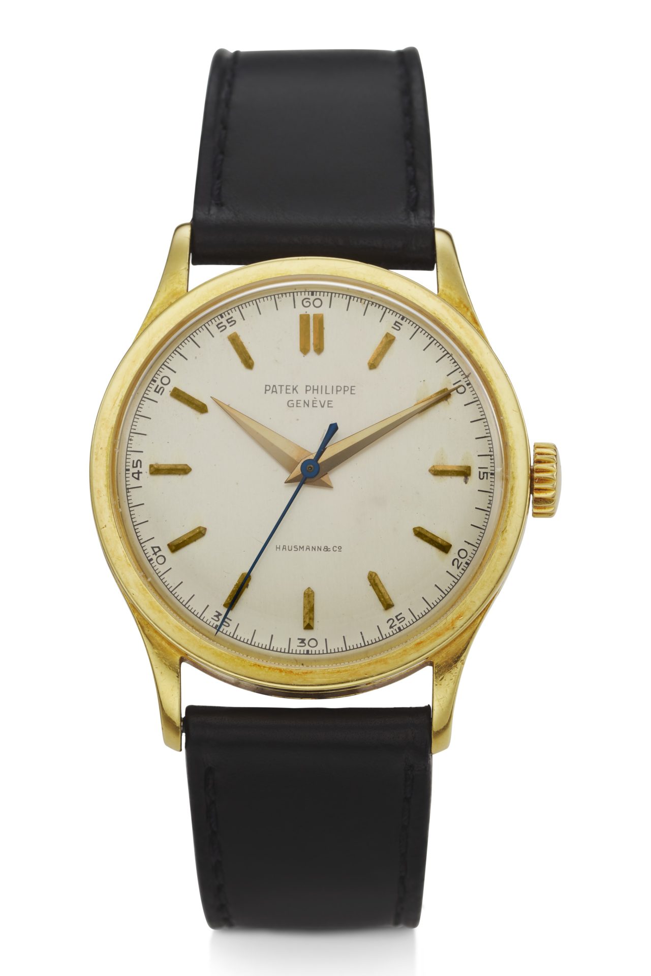 Patek philippe retailed by hausmann co. 18k gold wristwatch ref. 570 formerly owned by andy warhol 1