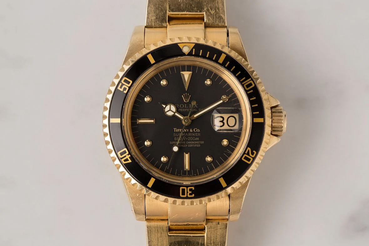 Rolex submariner in gold with tiffany dial