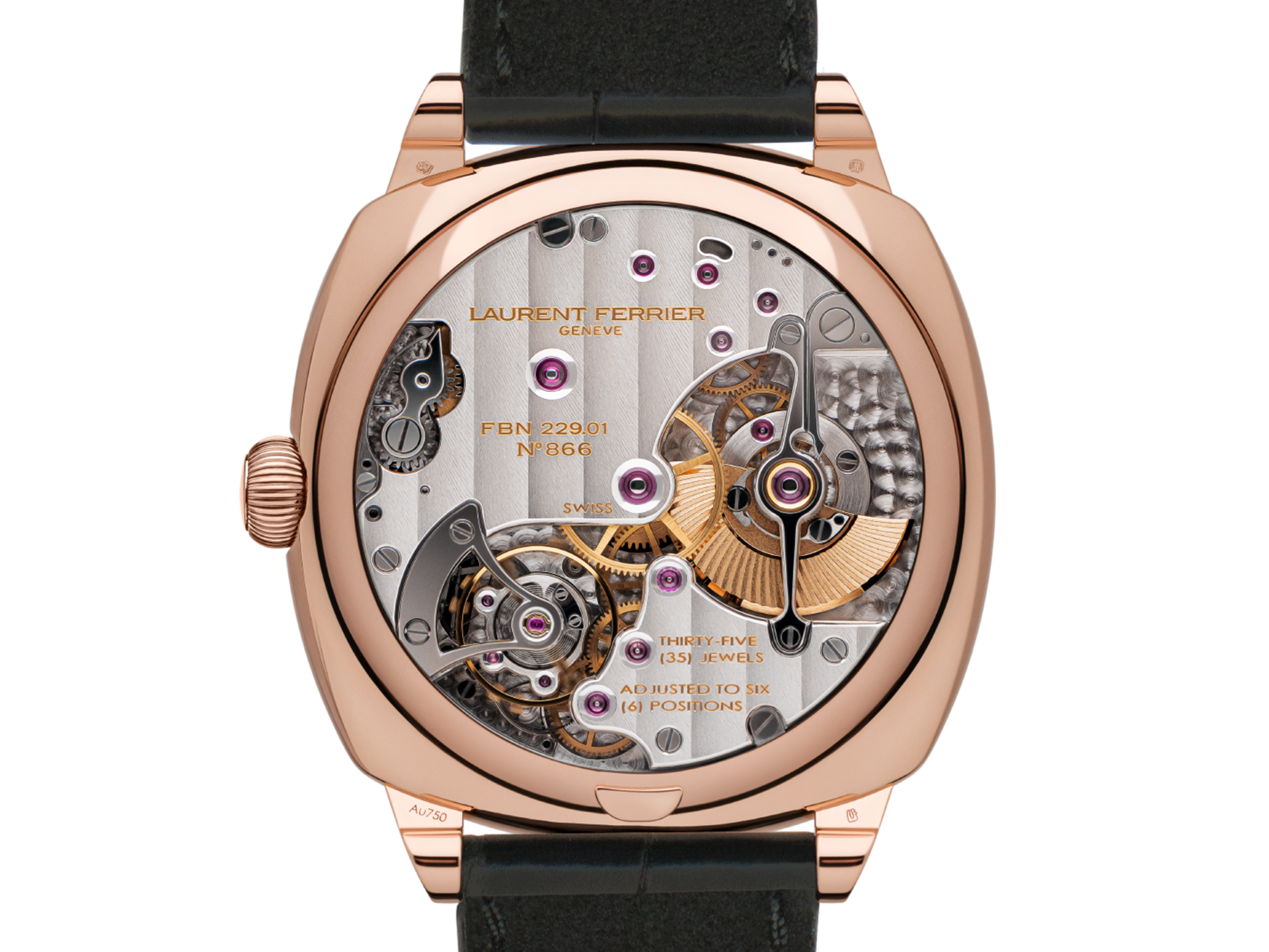 Laurent ferrier square micro rotor retro black red gold case watch lcf013. R5. N2w caseback hd