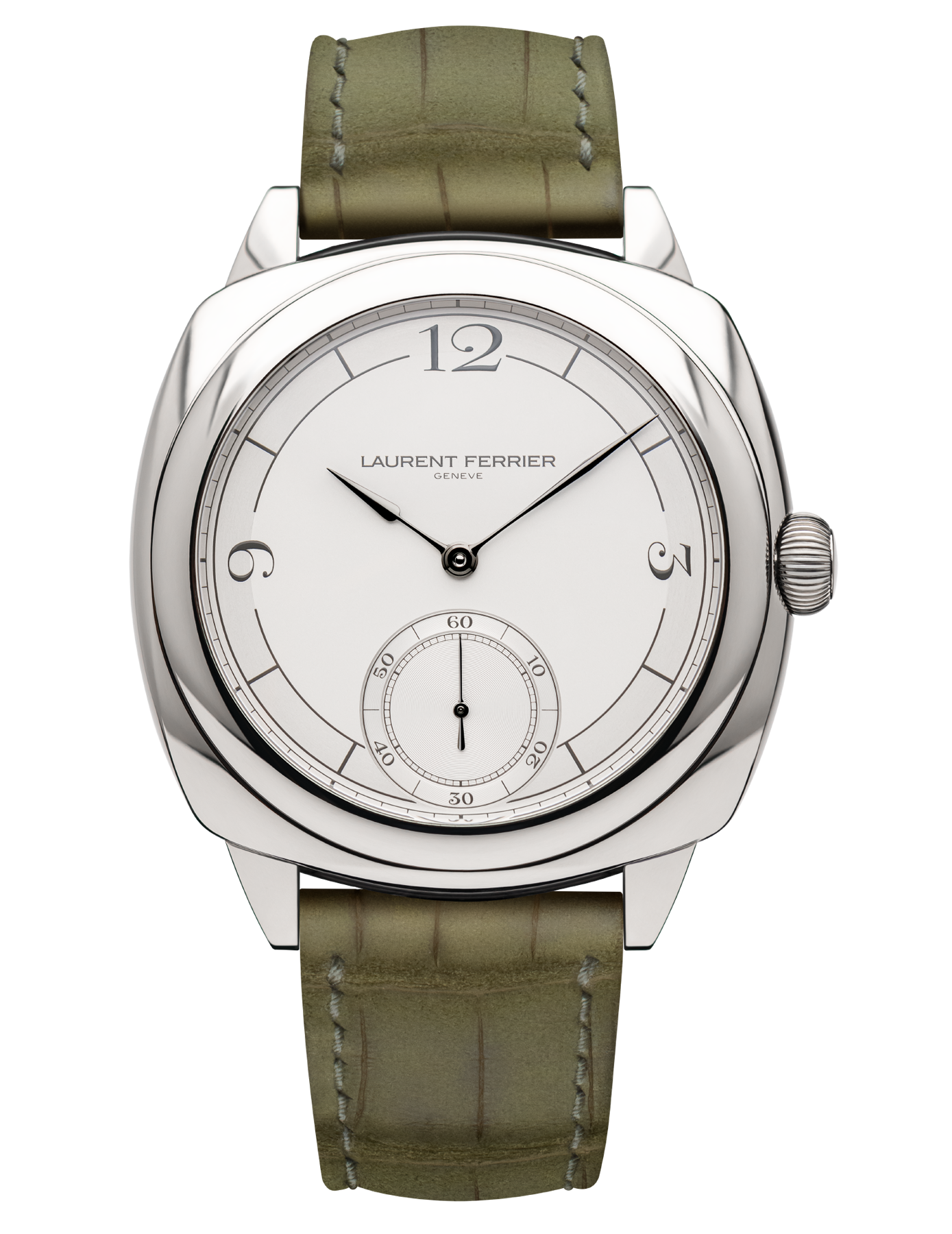 Laurent ferrier square micro rotor retro white stainless steel case watch lcf0013. Ac. G3n front soldat hd