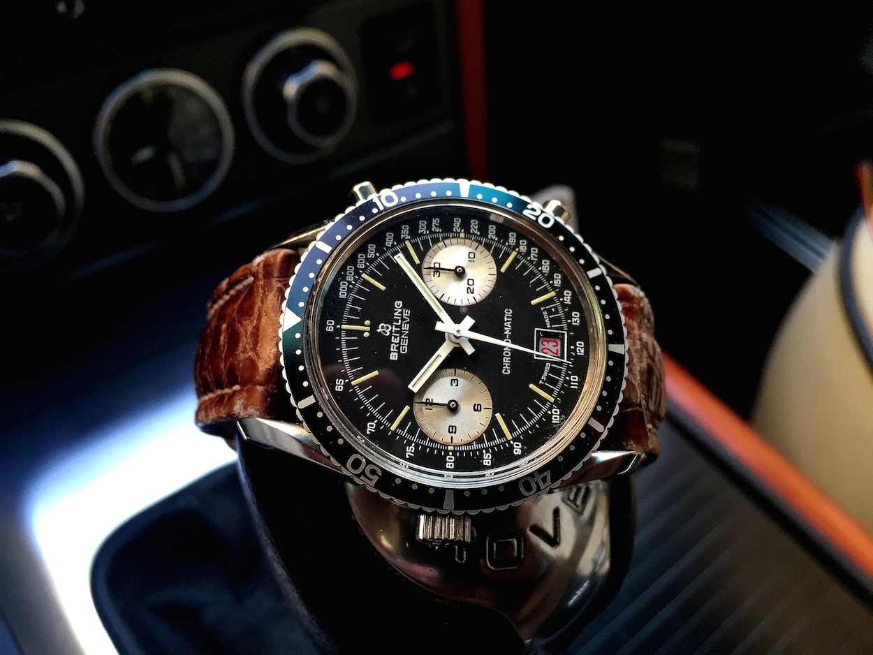 Breitling chronomatic 2130 lyre lugs rev panda 1972