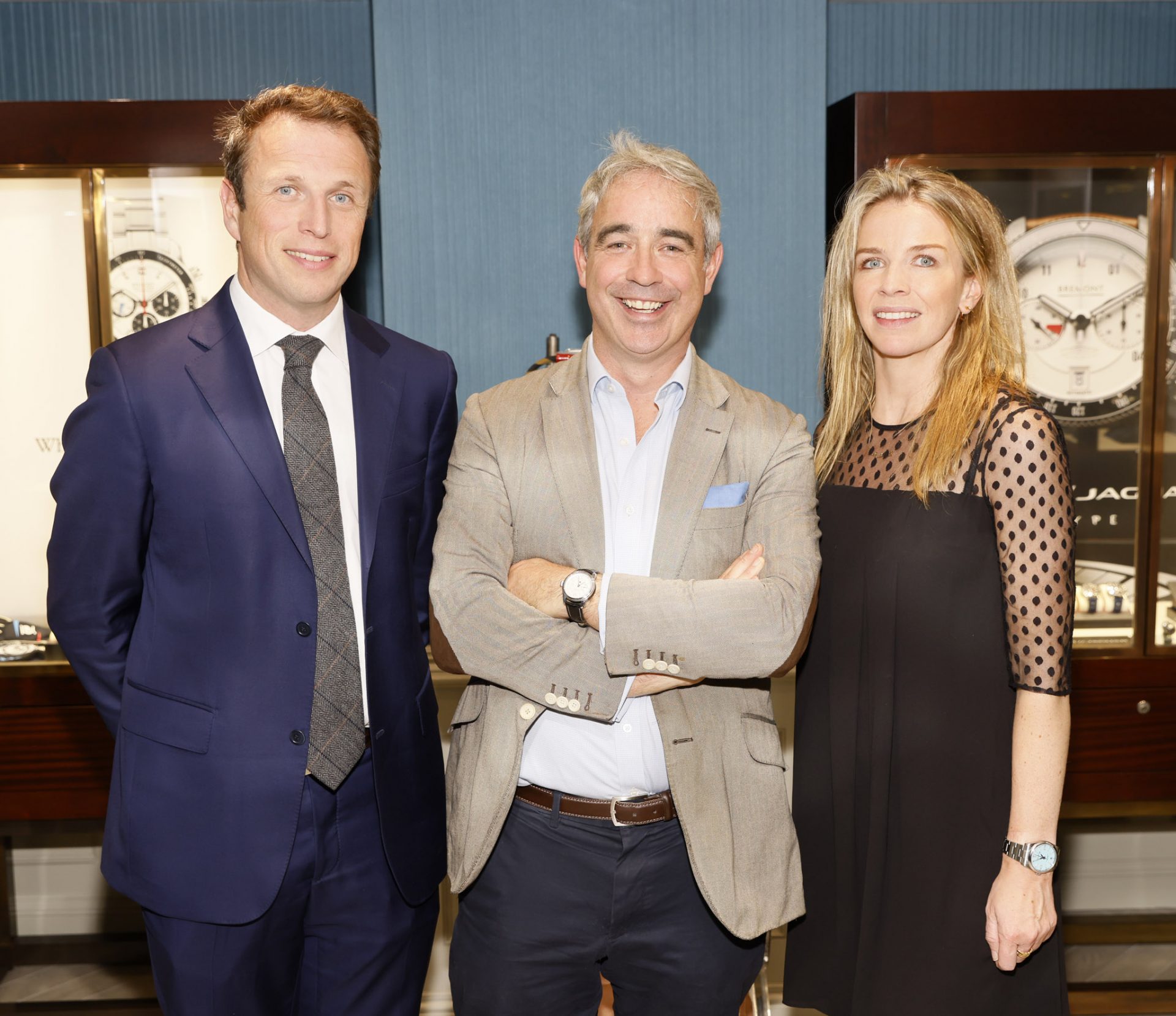 Chris andrews giles english and lucinda andrews at the launch of bremont watches at weir sons