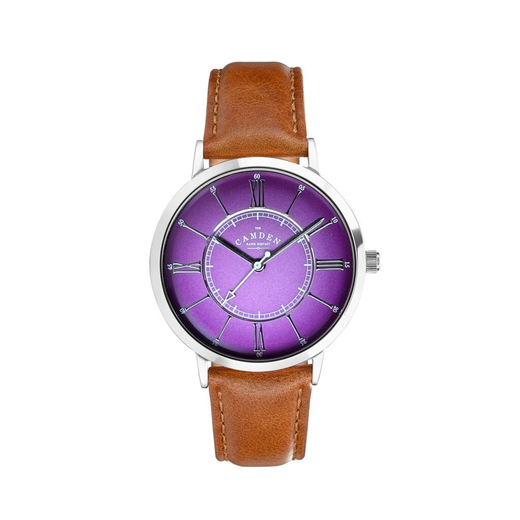 The camden watch company 27 purple tan strap