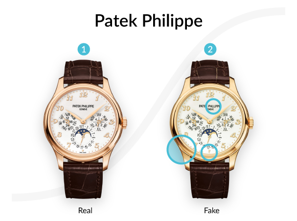 Patek philippe fake features highlighted