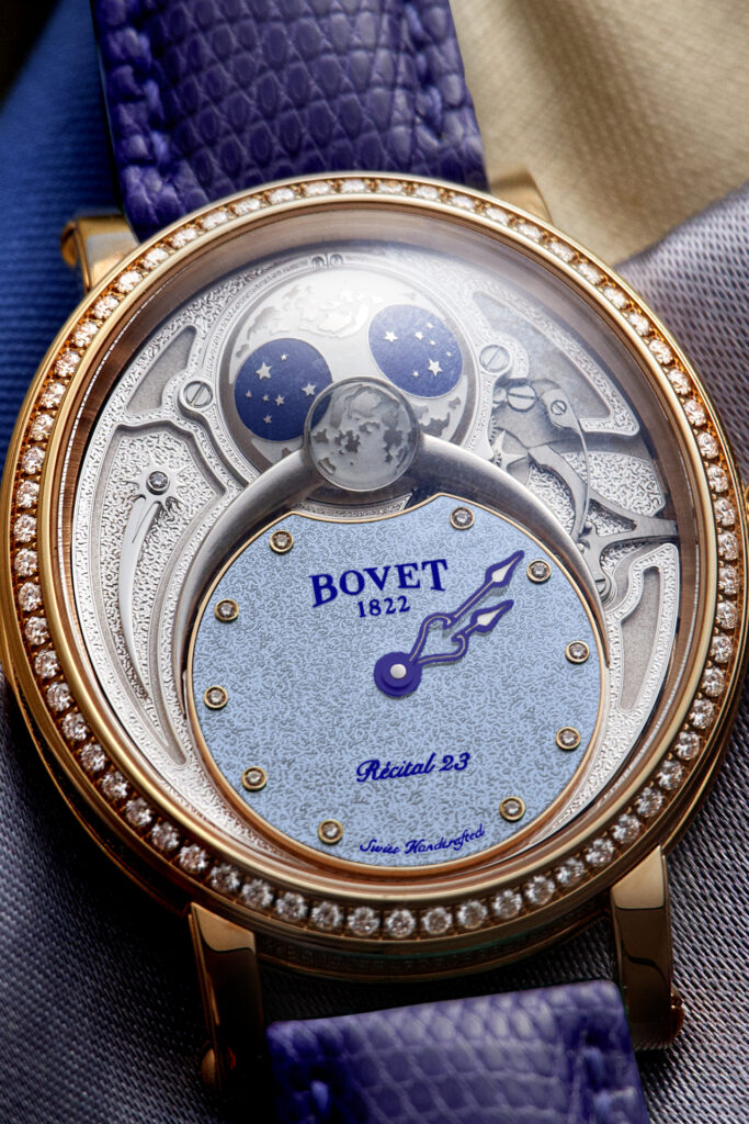Bovet bovet recital 23 red gold blue dial close up