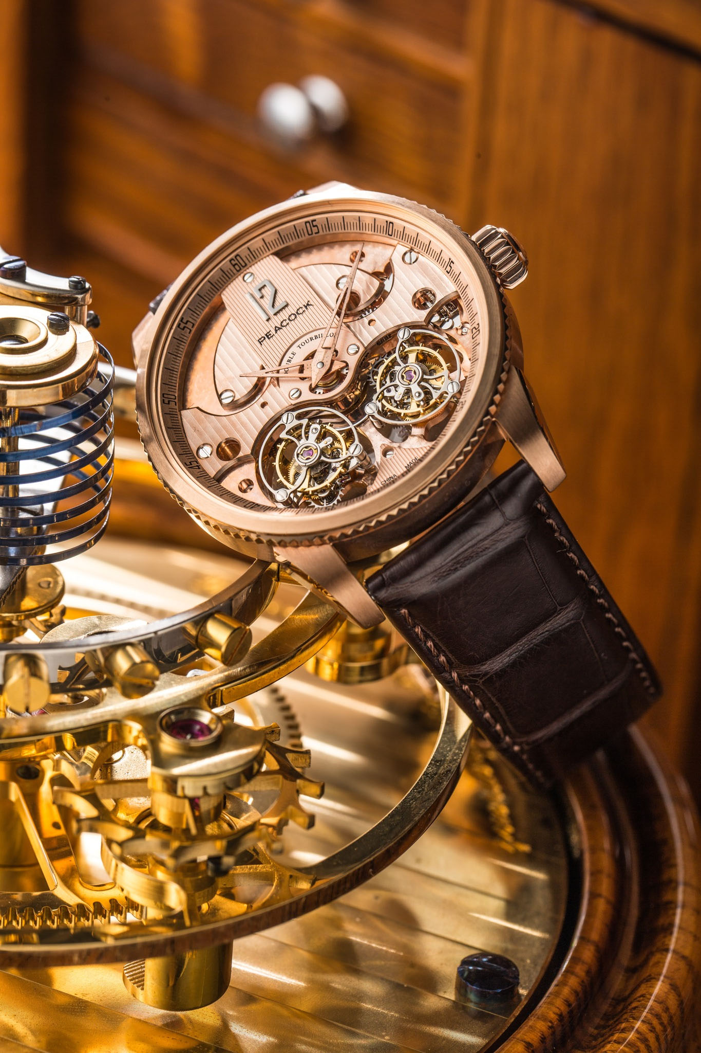 Peacock king returns double tourbillon