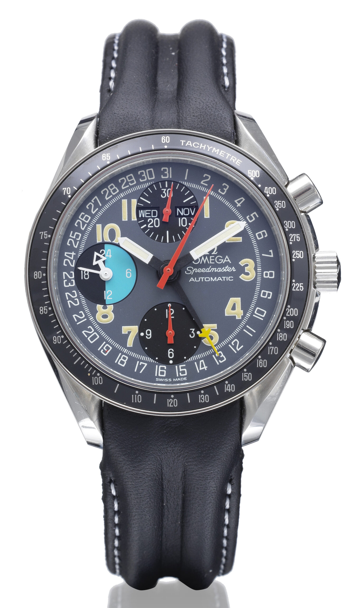 An omega speedmaster automatic mk40 stainless steel automatic triple calendar chronograph wristwatch estimate 5000 7000 scaled