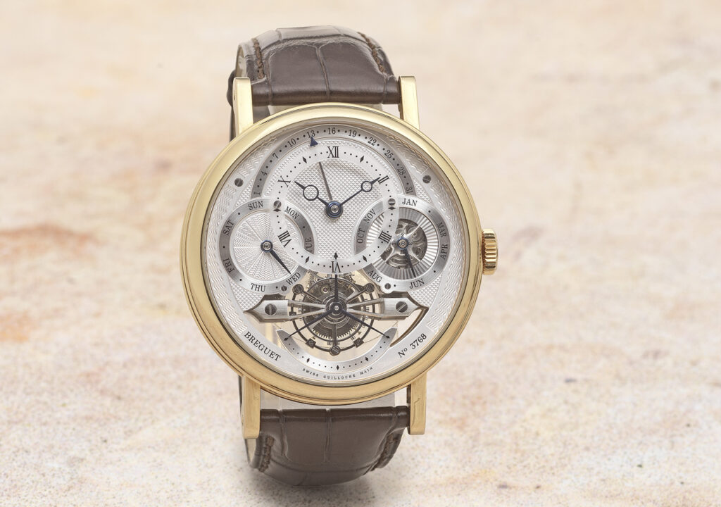 A breguet classique complications perpetual calendar tourbillon wristwatch estimate of 60000 80000