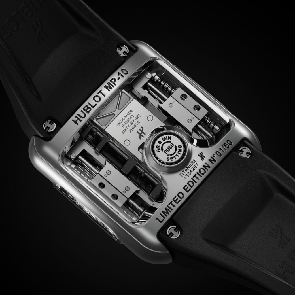 Hublot 的 Mp 团队将制表工艺推向极致 5 Hublot mp 10 陀飞轮能量系统重量钛金属 910.Nx。 0001.Rx fd hr b 3d 原件