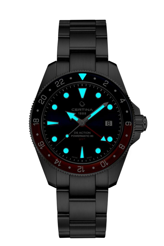 Gmt“Sprite”在 Certina Ds Action Line 5 中闪闪发光 C032。 929.11.041.00 美好的夜晚