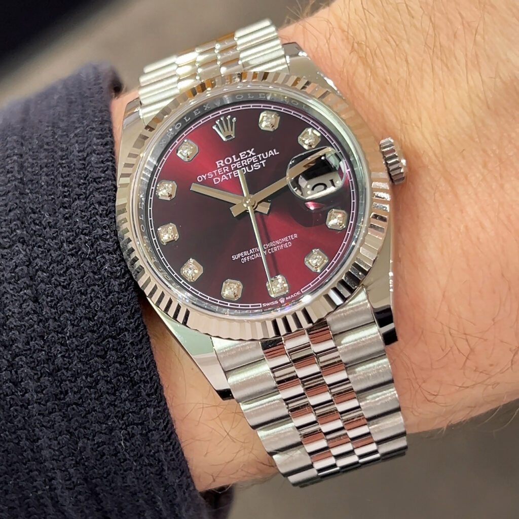 5 rolex datejust 36 with cherry diamond dial