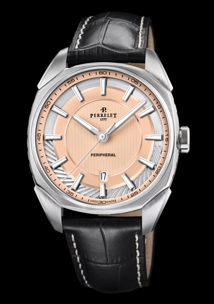 Perrelet LAB Peripheral 3 Hands & Date Salmon watch