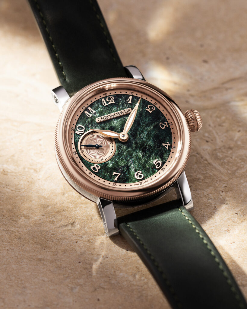 Chronoswiss Serpentine stone dial close-up