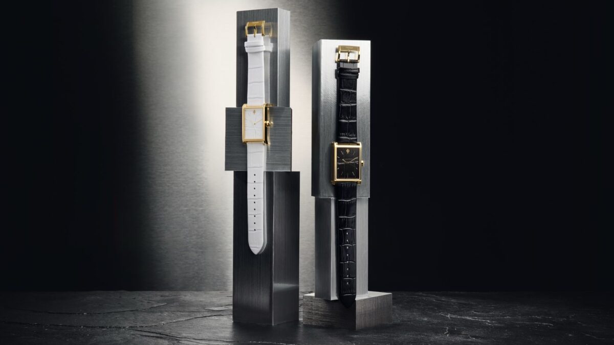 Vieren Gold Croc duo in white and black