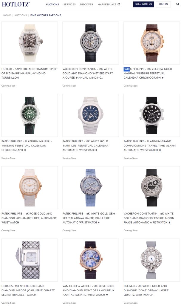 Singapore Hotlotz watch auction